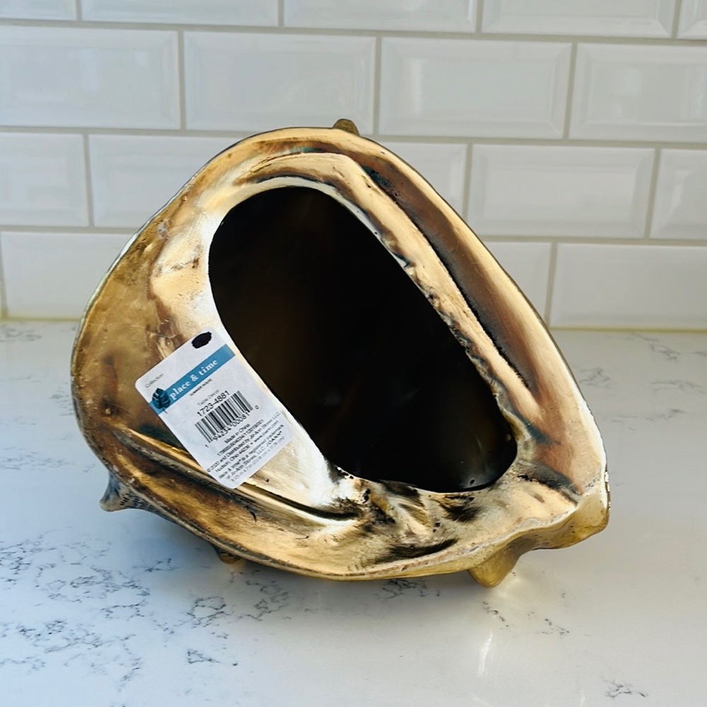 Place & Time Large Ceramic Conch Shell Gold - Picture 8 of 15